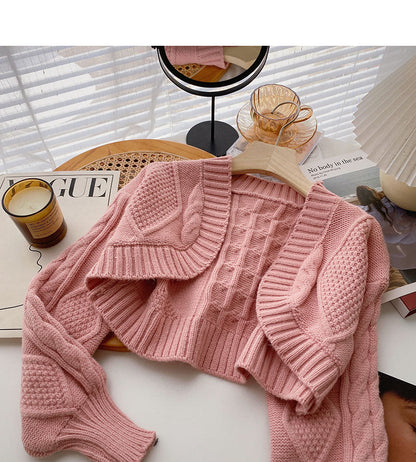 Vintage sweater small coat Long sleeve short top fashion 6067
