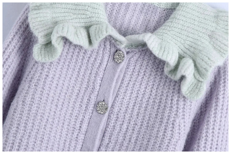 Sweet ruffled baby collar sweater coat female  7152
