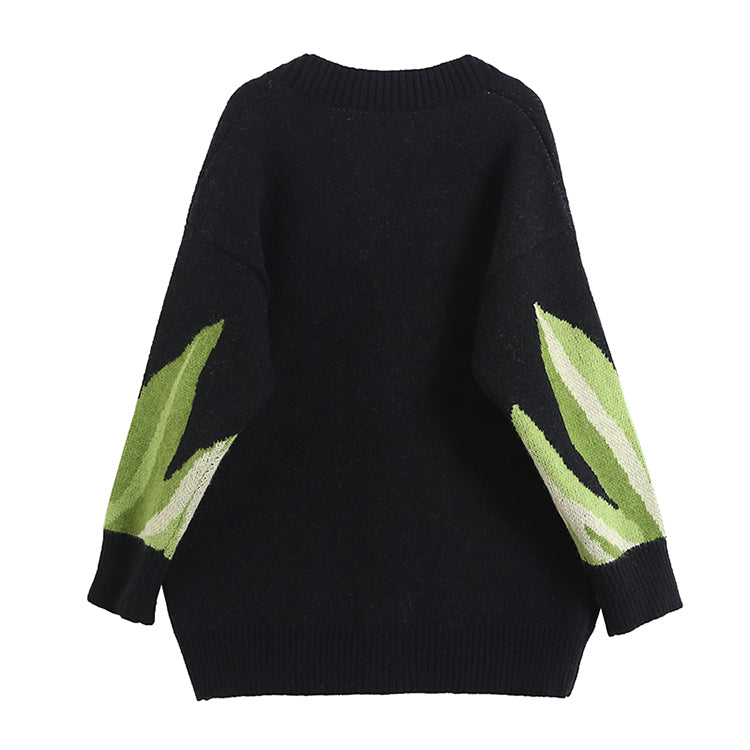 Lazy style knitted cardigan three-dimensional flower sweater coat female  7346