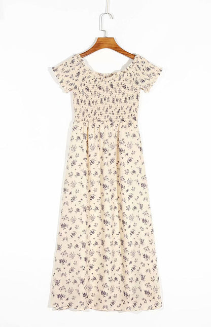 Sexy floral holiday wind pressure pleated one neck dress  7070