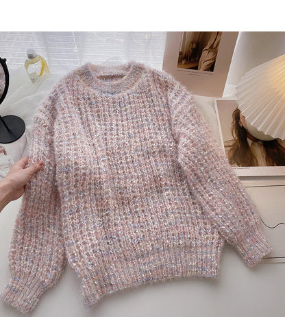 Korean design personalized color long sleeve Pullover loose top  5968