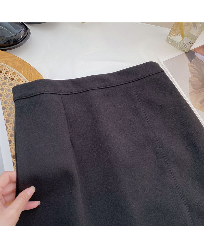 Retro temperament small split A-shaped high waist casual skirt  5553