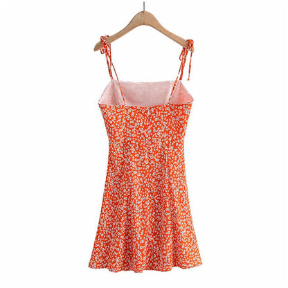 Holiday style backless sexy Floral Dress  7093