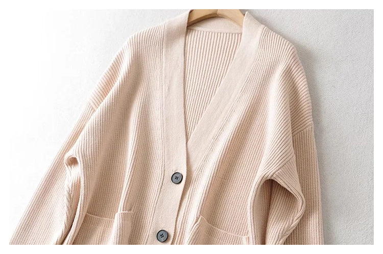 Lazy sweater loose pocket knit cardigan  7440