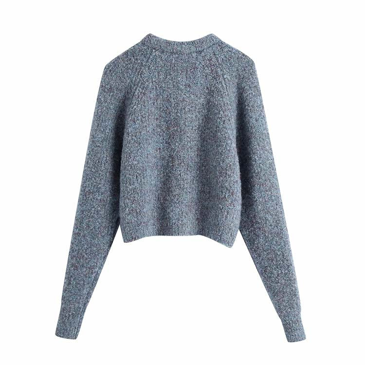 Single breasted loose foreign style retro lazy sweater coat  7218