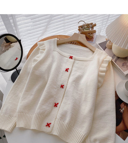 Vintage single breasted square neck sweater  6209