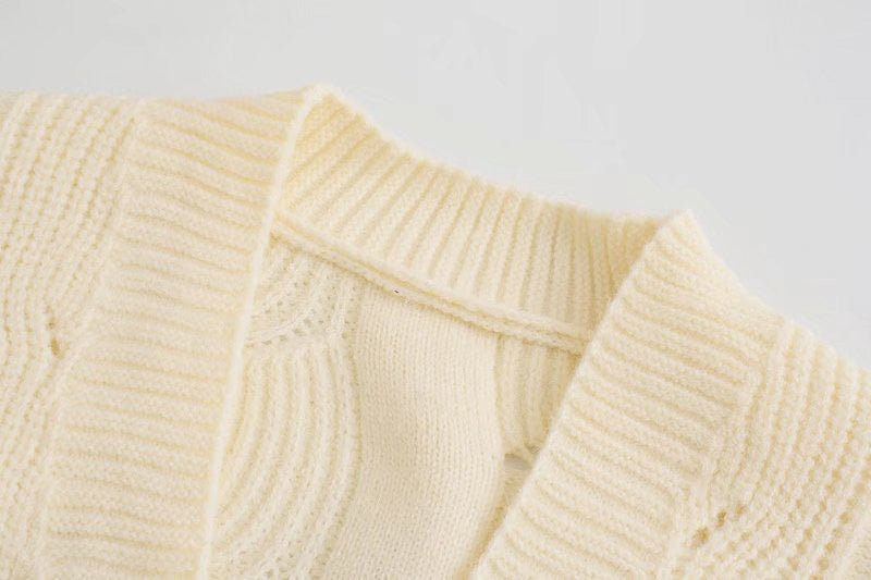 Loose lazy medium length pocket sweater coat  7496