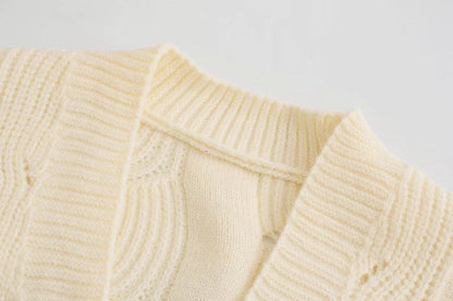 Loose lazy medium length pocket sweater coat  7496