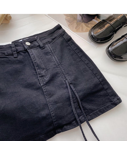 New Korean fashion retro small split rope skirt  5522