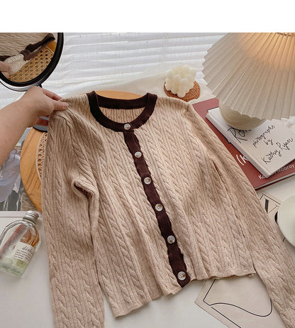 Korean version of simple leisure and versatile lazy long sleeve short top  6576