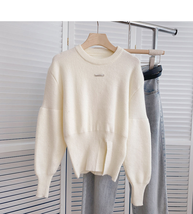 Niche design personalized split thin long sleeve top 6168