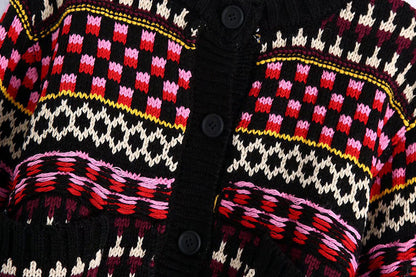 European and American women's New Retro jacquard sweater  7348