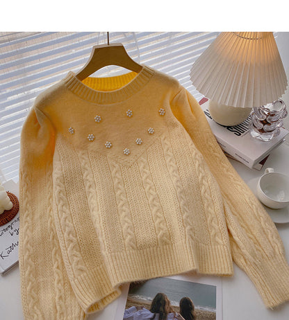 Small fresh and sweet foreign style nail bead round neck twist coat  6004