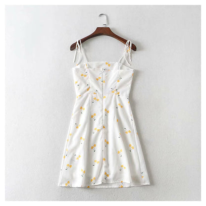 Sweet yellow cherry suspender skirt  7046