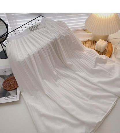 Korean version vertical pleats show thin temperament casual A-line skirt  5697