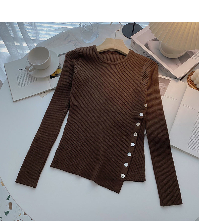 Design sense knitwear irregular temperament slim top  6643