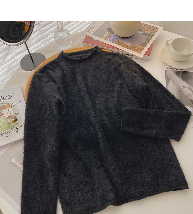 Korean half high collar versatile candy colored bottomed sweater  6557