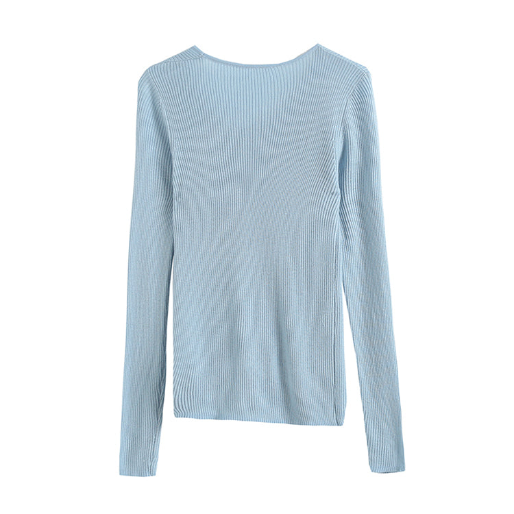 Irregular design neckline slim knit  7306