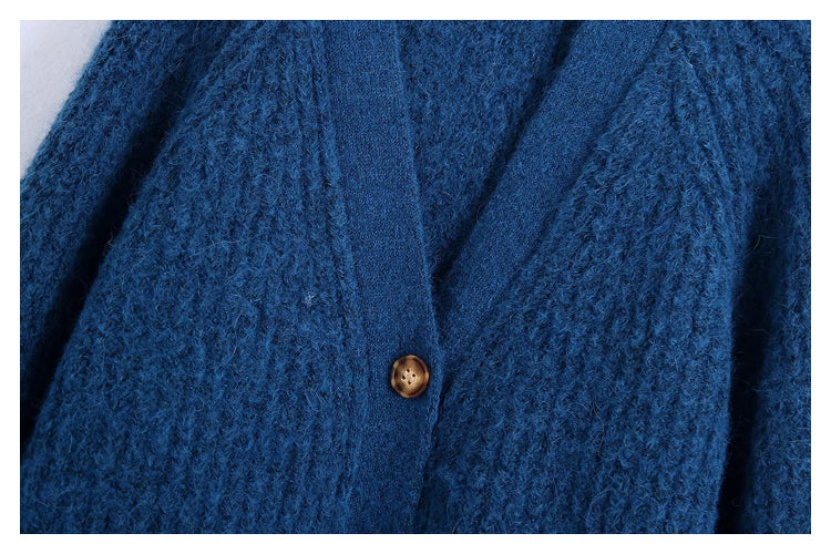 French loose casual spike knit cardigan sweater coat  7382