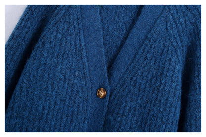 French loose casual spike knit cardigan sweater coat  7382