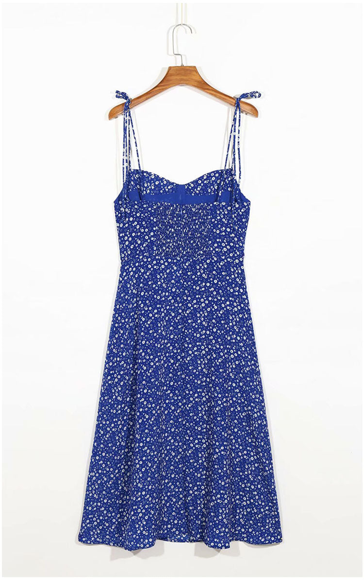 Waist drawstring skirt split sleeveless dress fashion  7102