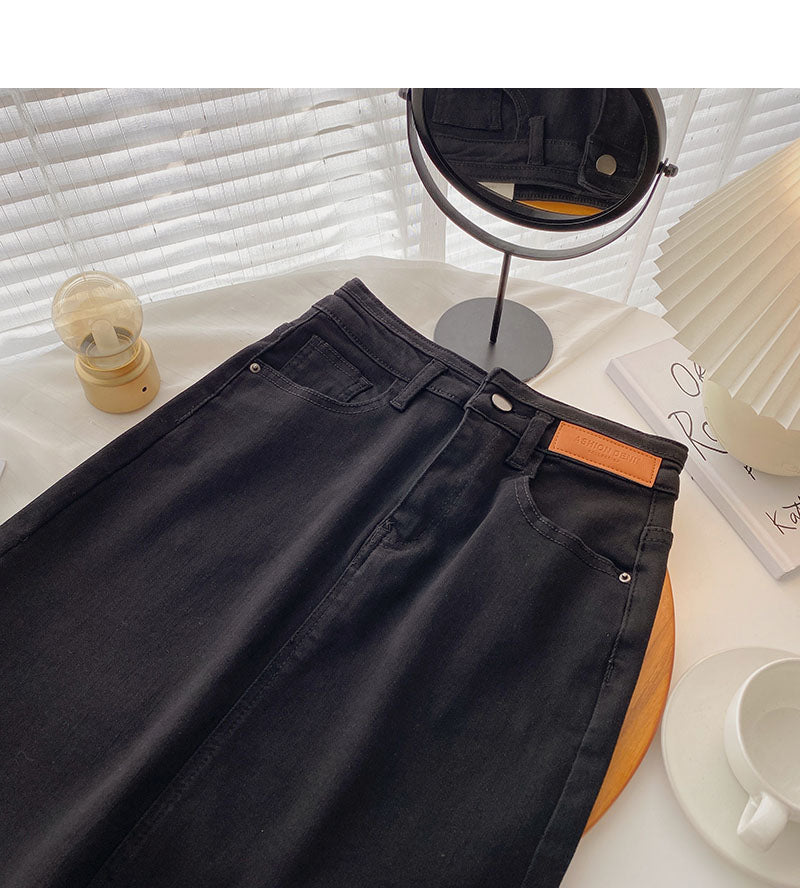 Denim skirt with high waist and split design  5698