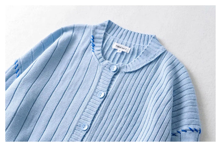 New sweet single breasted top Japanese lazy sweater  7233