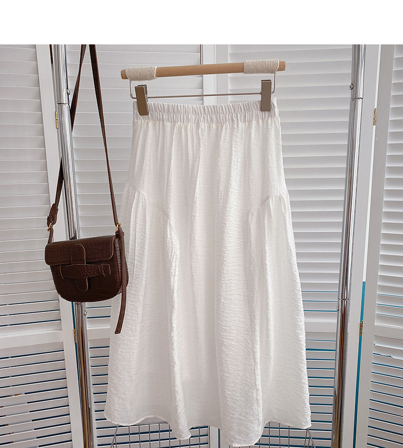 Korean version small fresh pure color versatile high waist skirt  5821