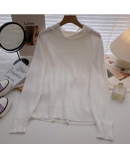 Simple leisure solid color Pullover Hooded long sleeve top  6556