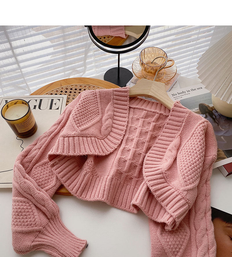 Korean fashion personality long sleeve short top fashion  6143