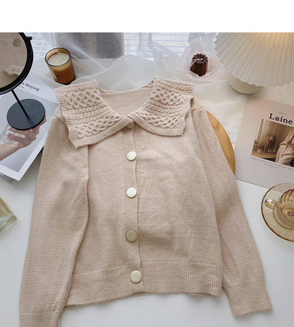 Temperament aging single breasted doll neck long sleeve slim top  6024