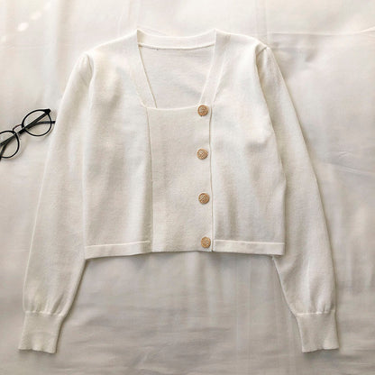 Slim single breasted long sleeved sweater for women  6528
