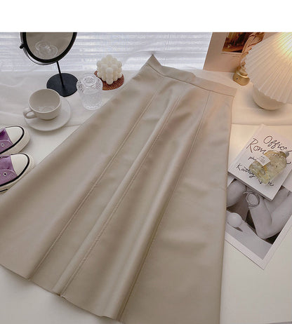 Temperament simple solid color A-shaped slim skirt  5730
