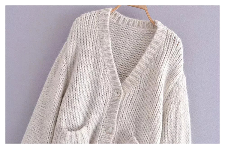 New commuter simple and versatile knitted sweater coat  7516