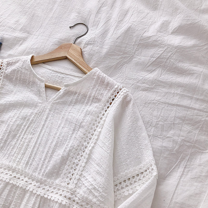 V-neck Pullover loose long sleeve baby shirt women's top  6234