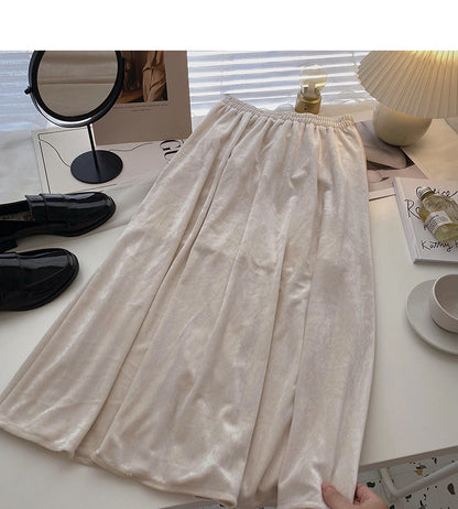 Korean slim and versatile comfortable high waist A-line skirt  5743