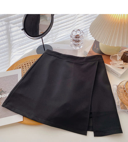 Korean solid color split light proof A-shaped skirt  5634