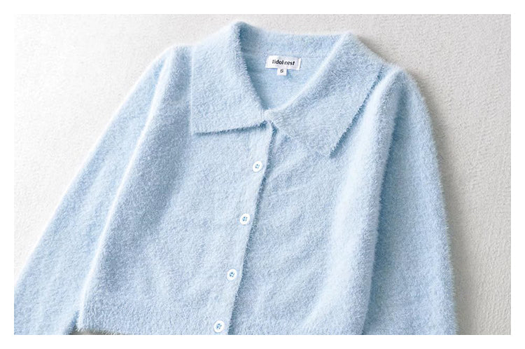 Vintage high waist navel top cardigan sweater  7168