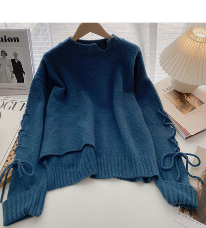 New Korean design drawstring slim Pullover Top  5974