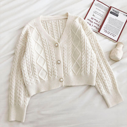 New retro fashion long sleeve loose twisted sweater cardigan 5840