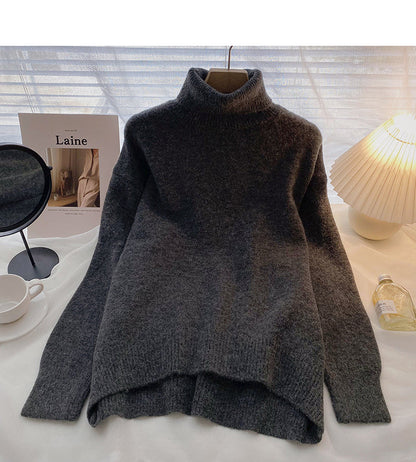 Lazy solid color retro minority long sleeve Pullover loose top  6642
