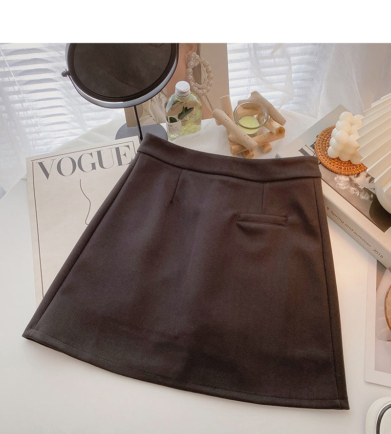 Korean slim and versatile anti light A-line short skirt  5584