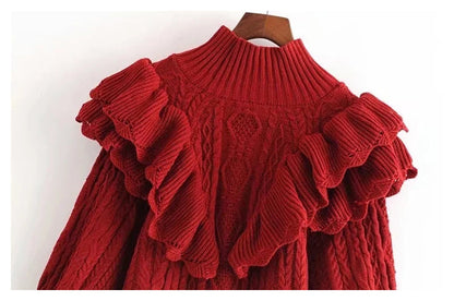 Versatile lace layered octet knit sweater  7455
