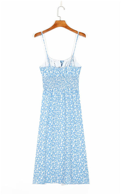 Versatile slim backless chest lace up suspender dress  7084
