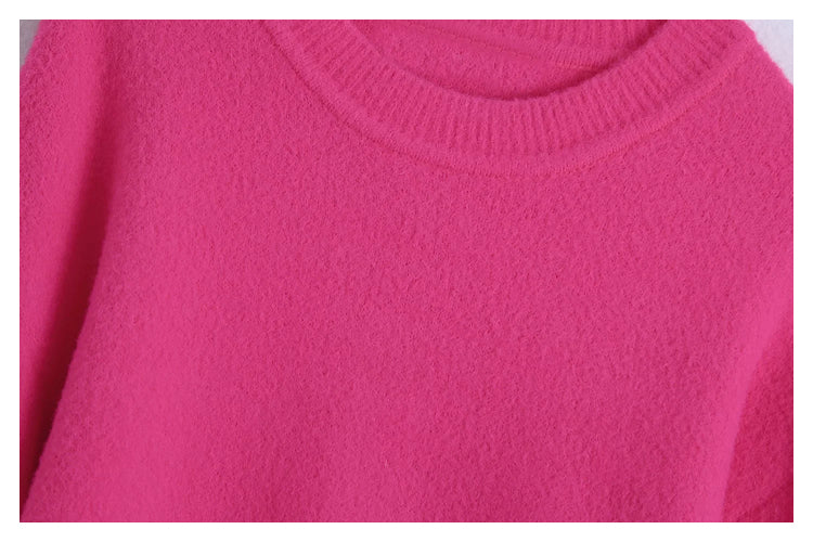 Versatile straight tube loose sweater soft touch sweater  7381