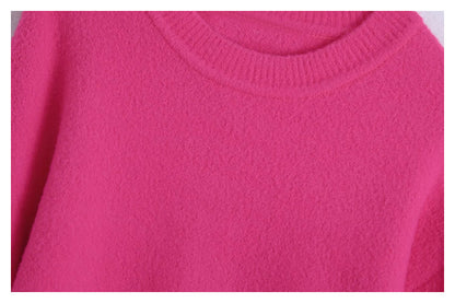 Versatile straight tube loose sweater soft touch sweater  7381