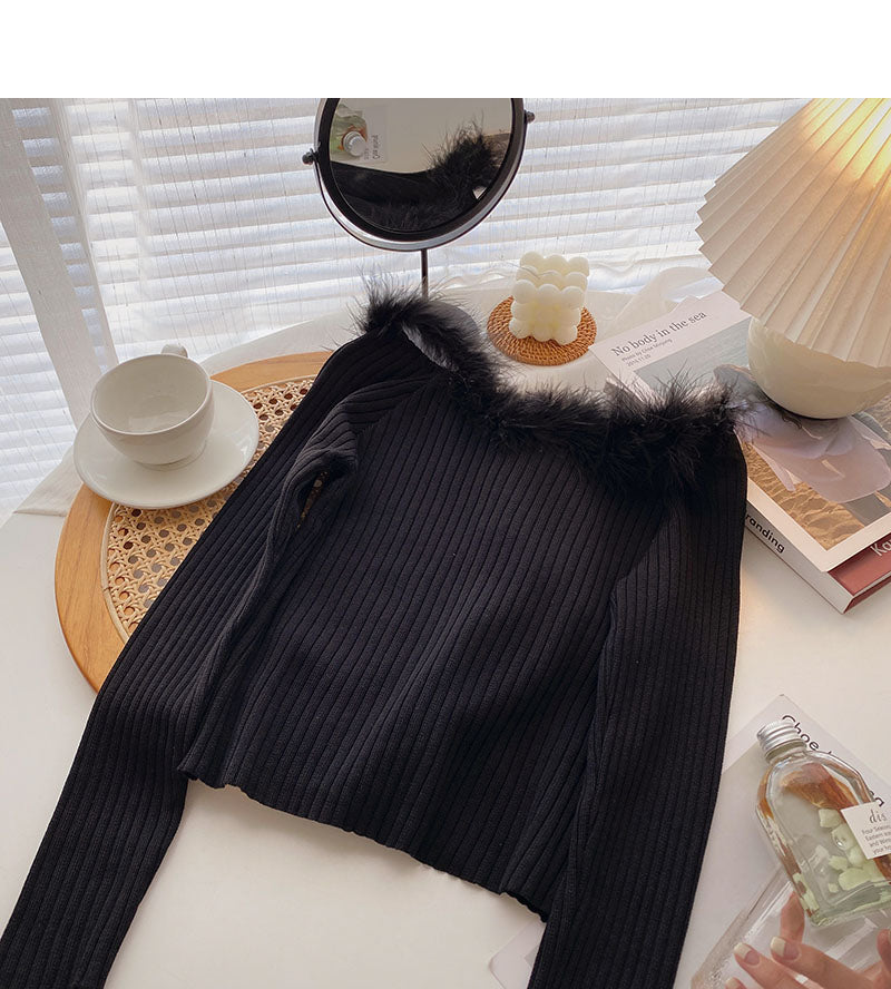Solid short slim fit versatile long sleeve Pullover Top  6552