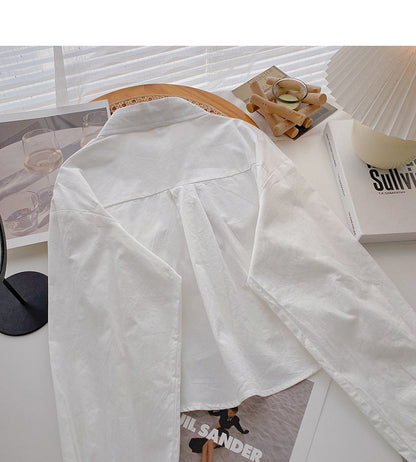The new Korean style slim temperament loose literary top  6404