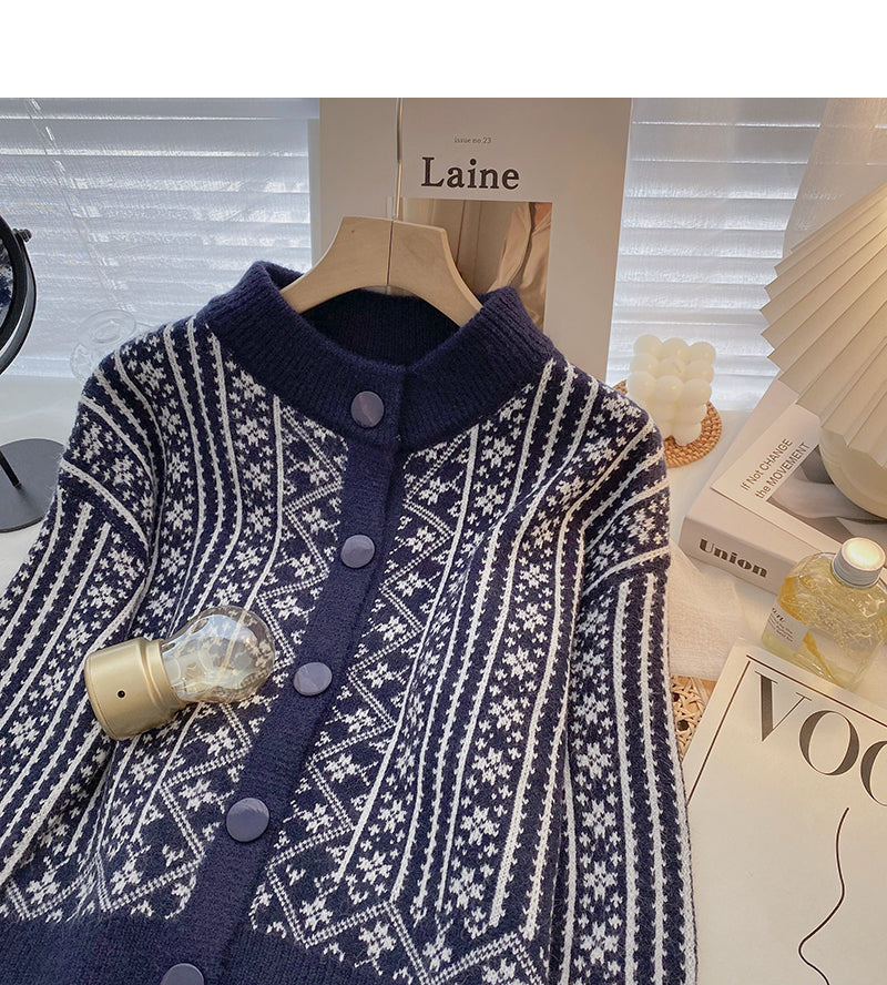 Vintage print shows thin long sleeved cardigan top fashion  5888