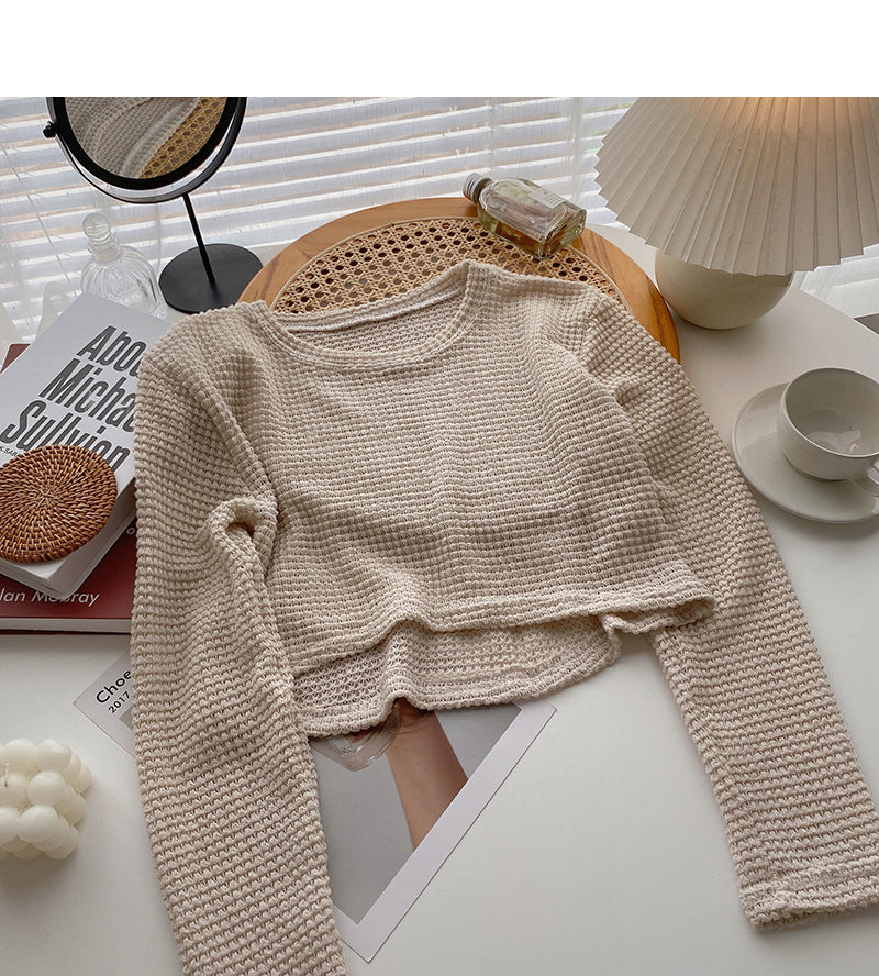Lazy wind high waist short open navel sweater  6465